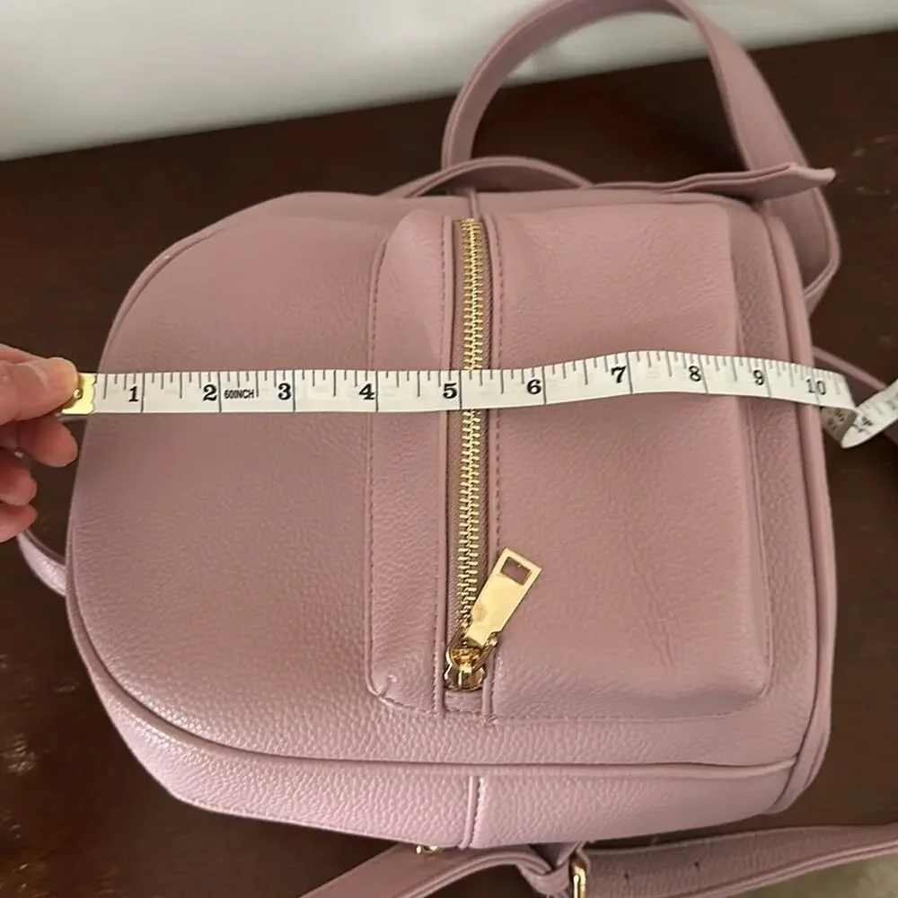 Blush Pink Faux Leather Mini Backpack